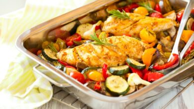 صينية الدجاج بالخضار والزبادي