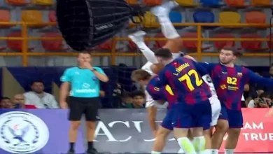 بكاء زوجة على زين بعد سقوطه أرضًا في مونديال اليد (فيديو)