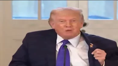 دبوس ترامب السعيد يلفت الأنظار في البيت الأبيض.. ما القصة؟